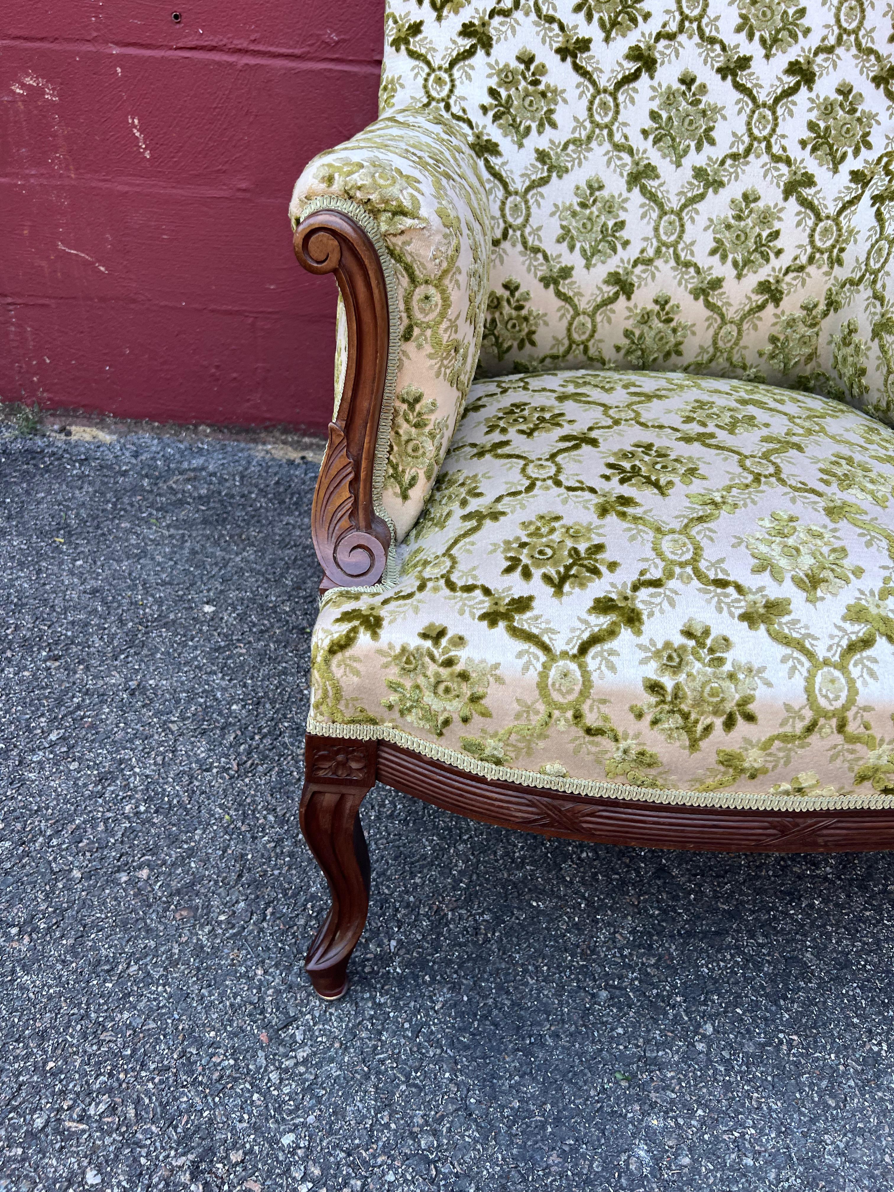 Pair of French Armchairs with Matching Ottoman 6