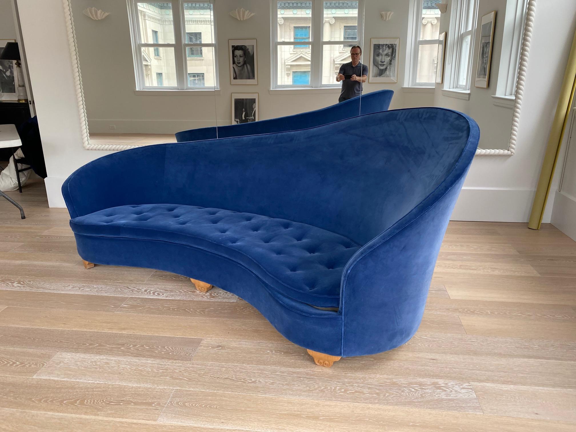 french blue velvet sofa