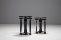 Pair of French Art Deco Adjustable Piano Stools, 1930s