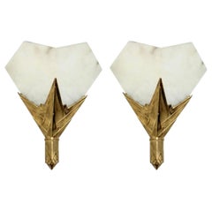 Pair of French Art Deco Alabaster Sconces