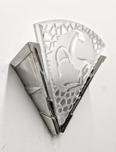 Pair of French Art Deco Antelope Wall Sconces by Degue