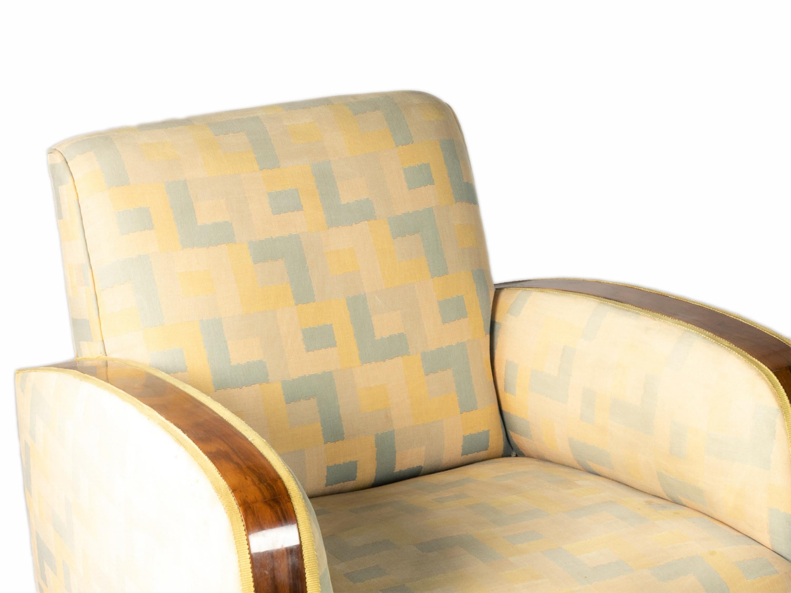 Veneer Pair Of French Art Deco Armchairs, 20th Century For Sale