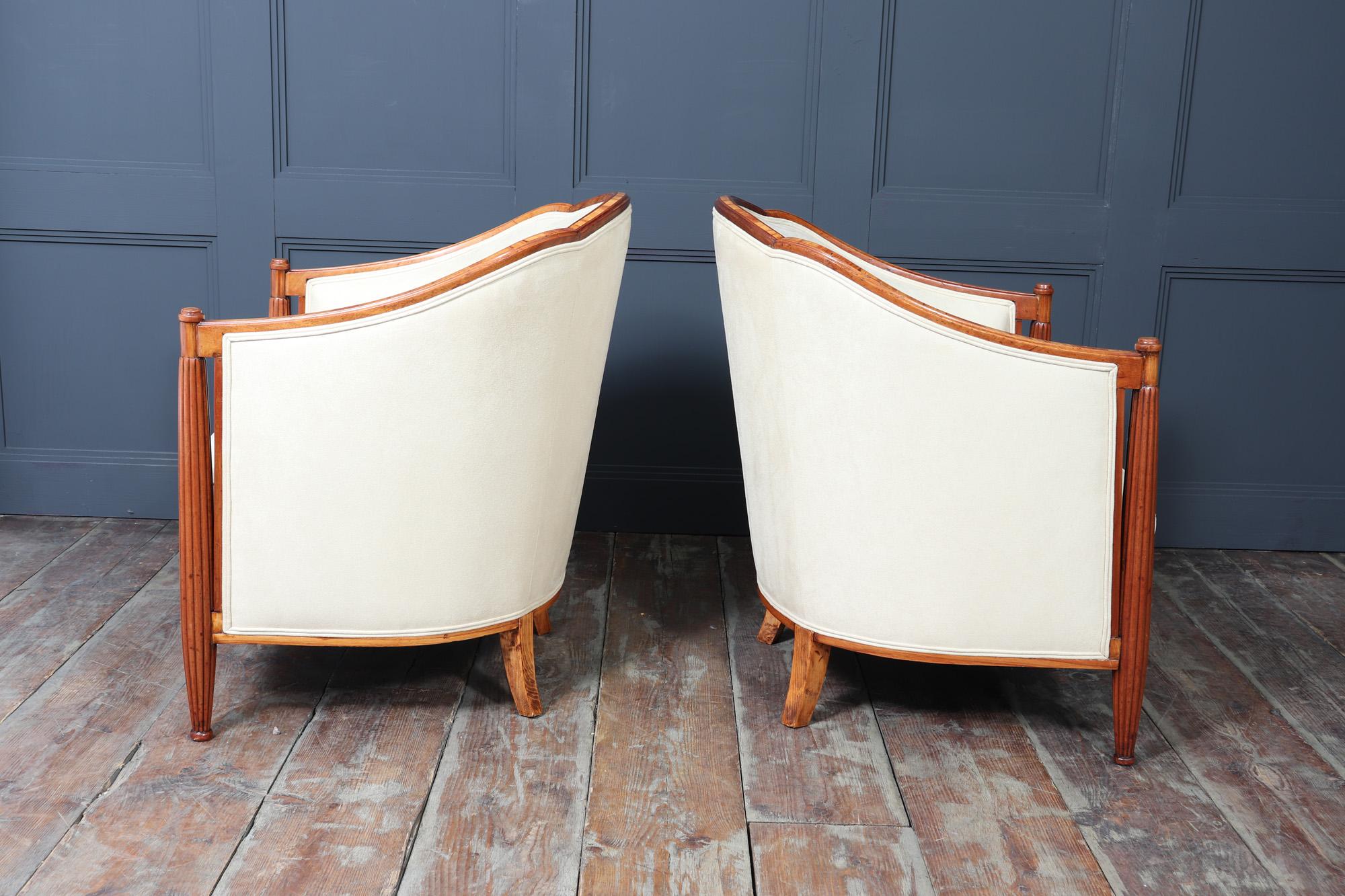 Paar französische Art-Déco-Sessel von Dominique im Angebot 3