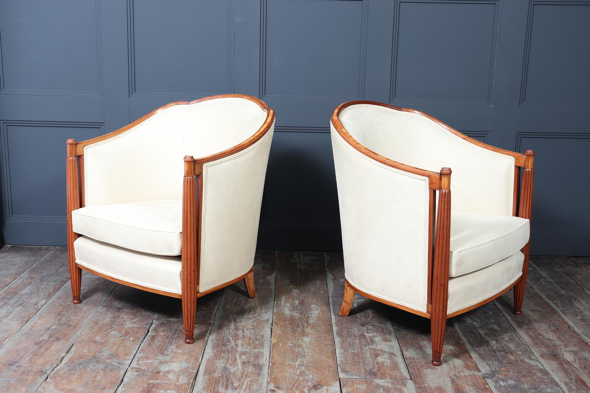 Paar französische Art-Déco-Sessel von Dominique im Angebot 4