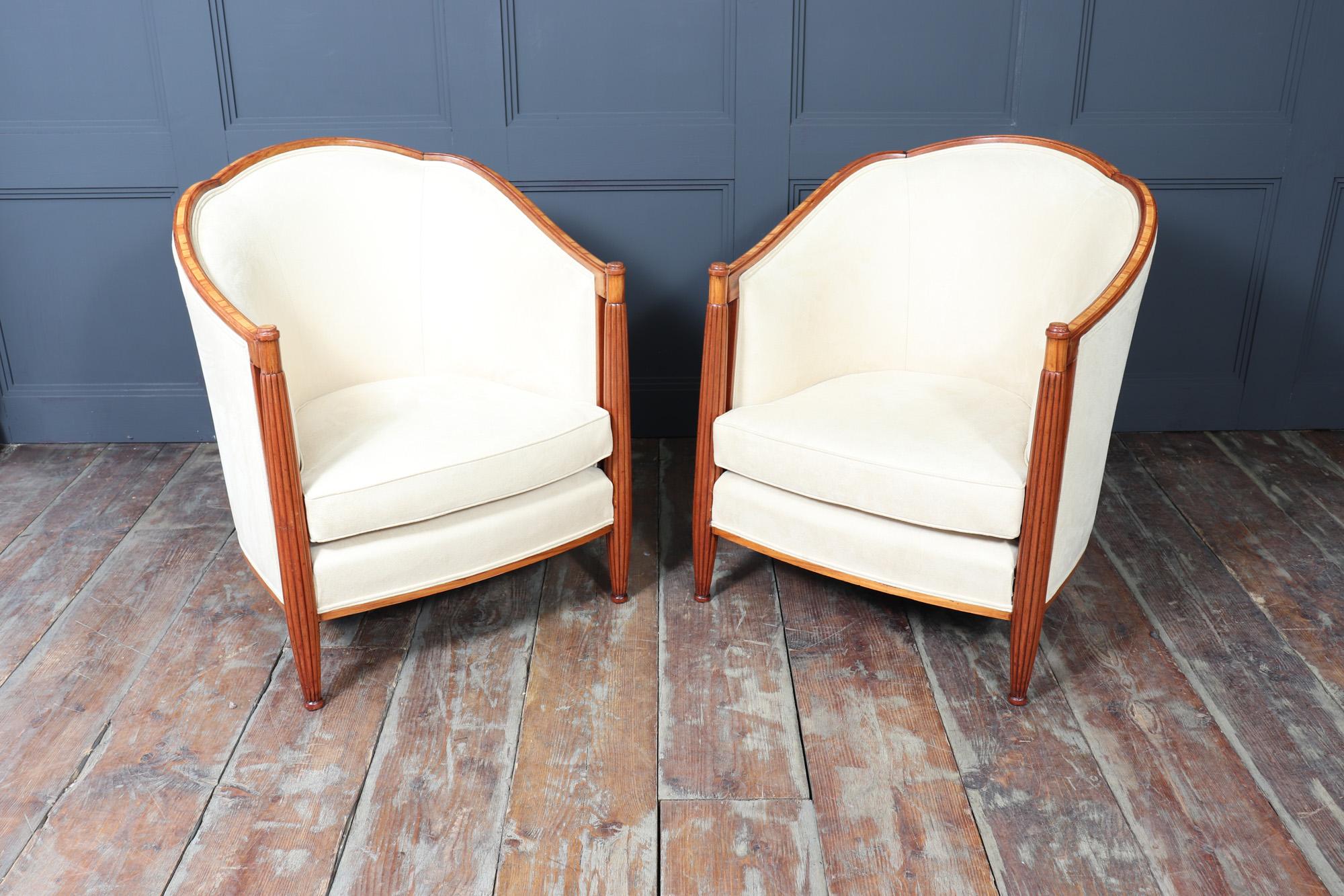 Paar französische Art-Déco-Sessel von Dominique im Zustand „Hervorragend“ im Angebot in Paddock Wood Tonbridge, GB
