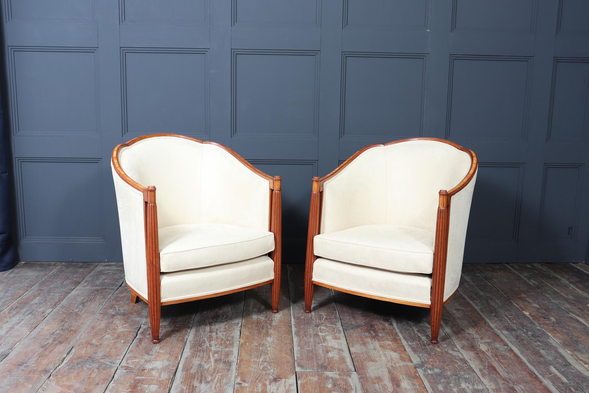 Paar französische Art-Déco-Sessel von Dominique (Frühes 20. Jahrhundert) im Angebot