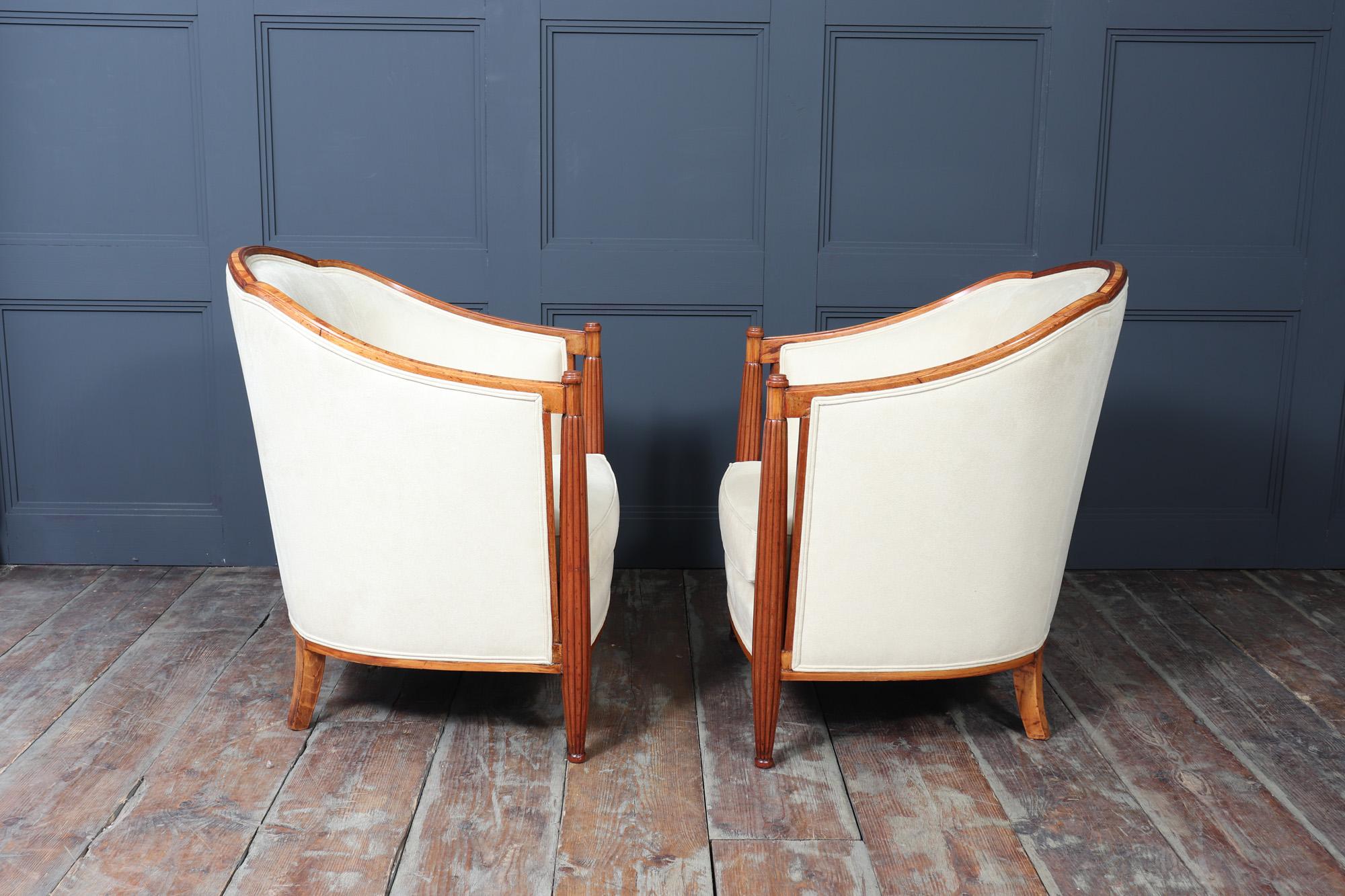Paar französische Art-Déco-Sessel von Dominique (Mahagoni) im Angebot