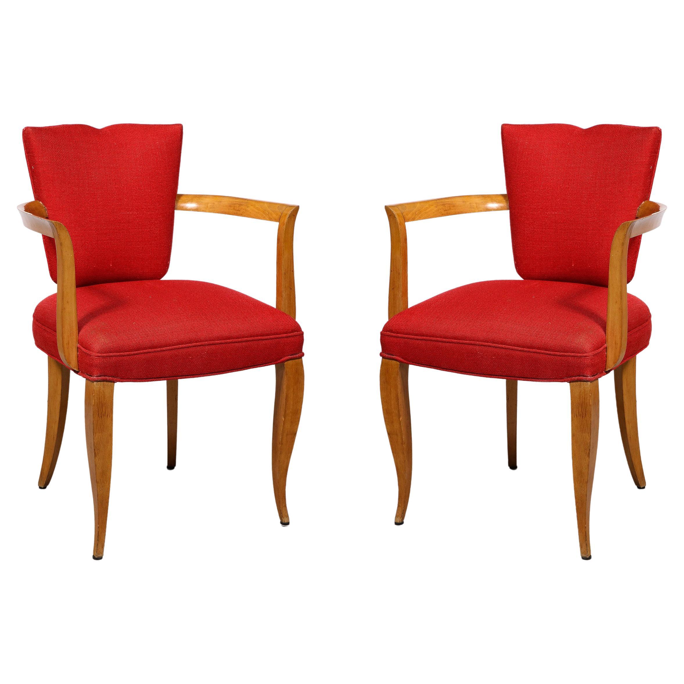 Pair of French Art Deco Armchairs by Jules Leleu