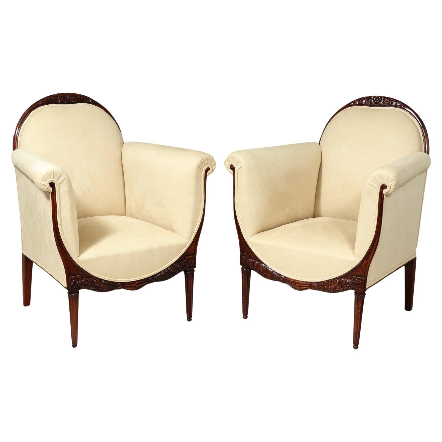 Pair of French Art Deco Armchairs by Paul Follot