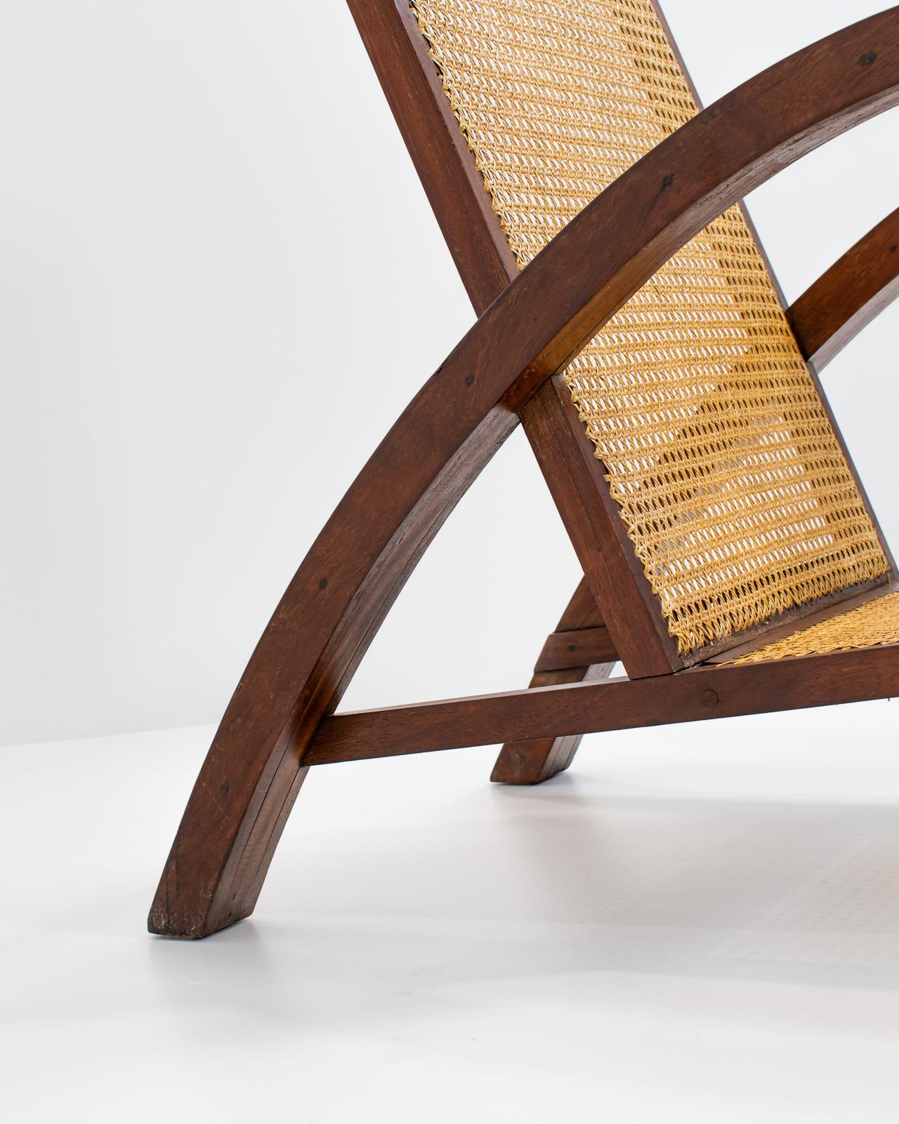Pair of French Art Deco Armchairs in Wood and Cane, 1950s 6