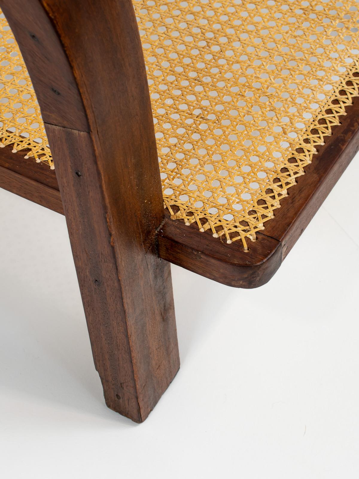 Pair of French Art Deco Armchairs in Wood and Cane, 1950s 7