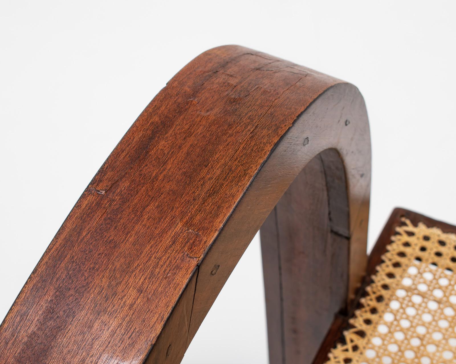 Pair of French Art Deco Armchairs in Wood and Cane, 1950s 8