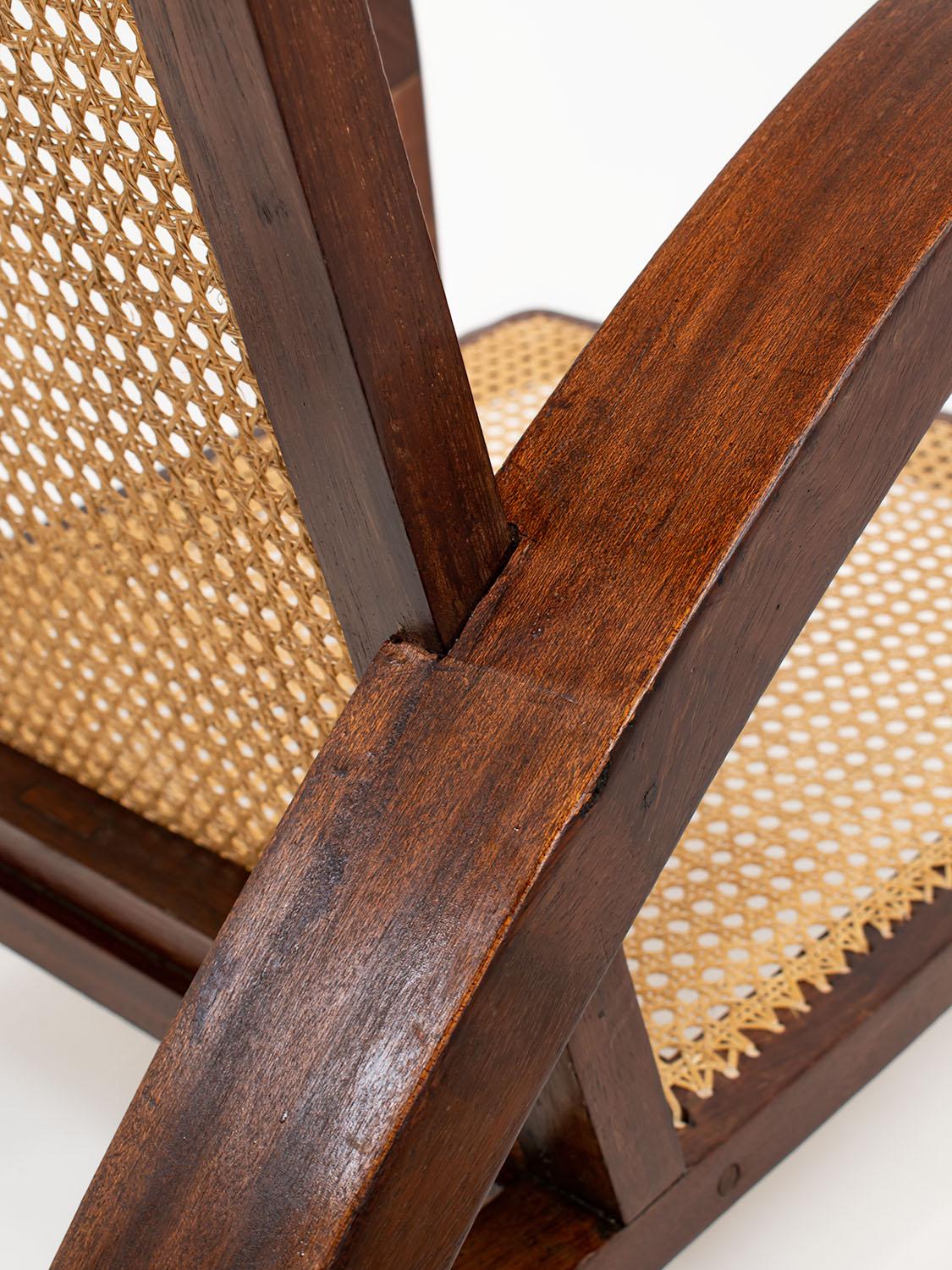 Pair of French Art Deco Armchairs in Wood and Cane, 1950s 2
