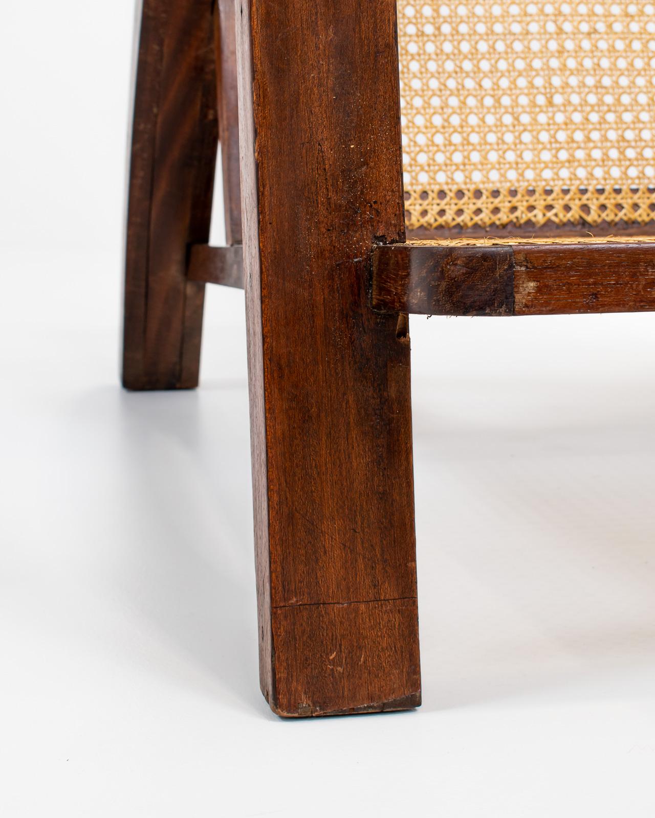 Pair of French Art Deco Armchairs in Wood and Cane, 1950s 4