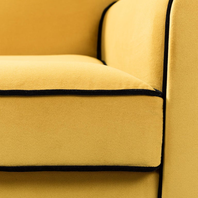 Pair of French Art Déco Armchairs MustardColored Cotton Velvet 1920s