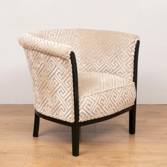 Pair of French Art Deco Armchairs with Black Lacquer Frames Salon Chairs