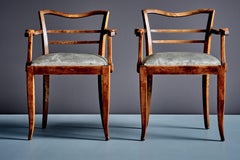 Pair of French Art Deco Armchairs with new velvet seats France, 1930s