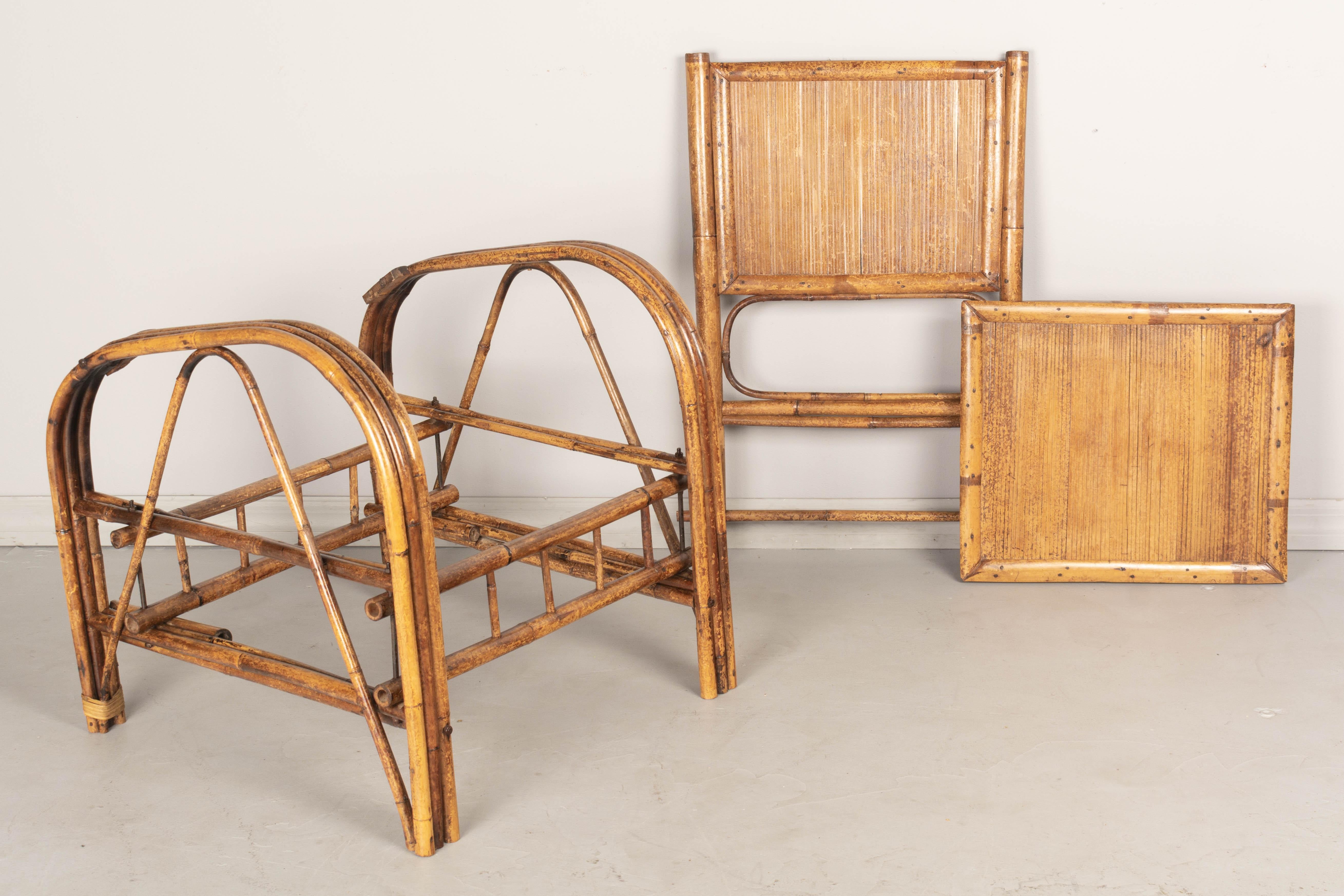 Pair of French Art Deco Bamboo Lounge Chairs 5