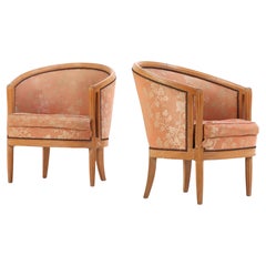 Pair of French Art Deco Barrel-Back Tub Chairs