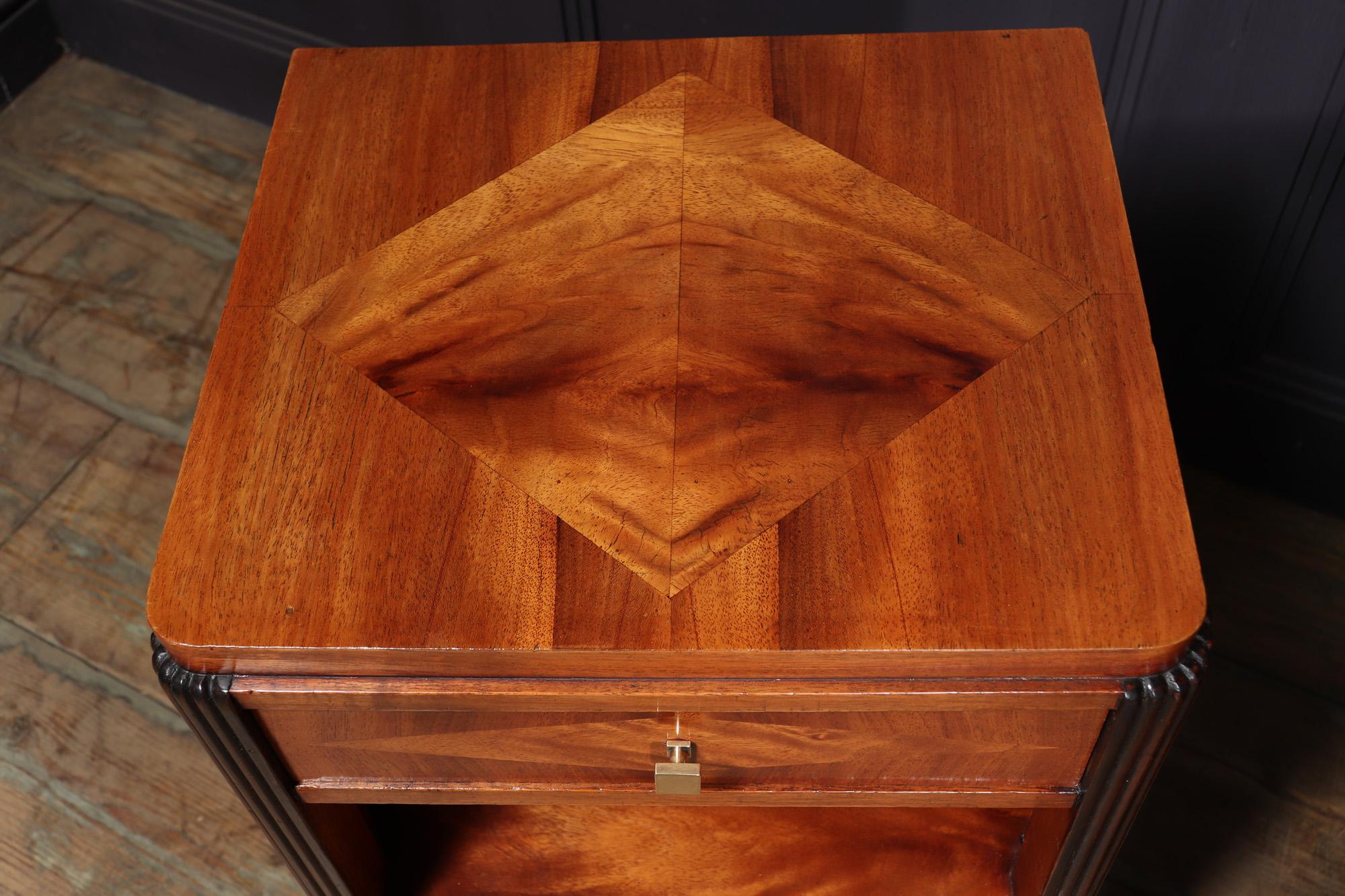 Walnut Pair Of French Art Deco bedside Cabinets by Michel Dufet For Sale
