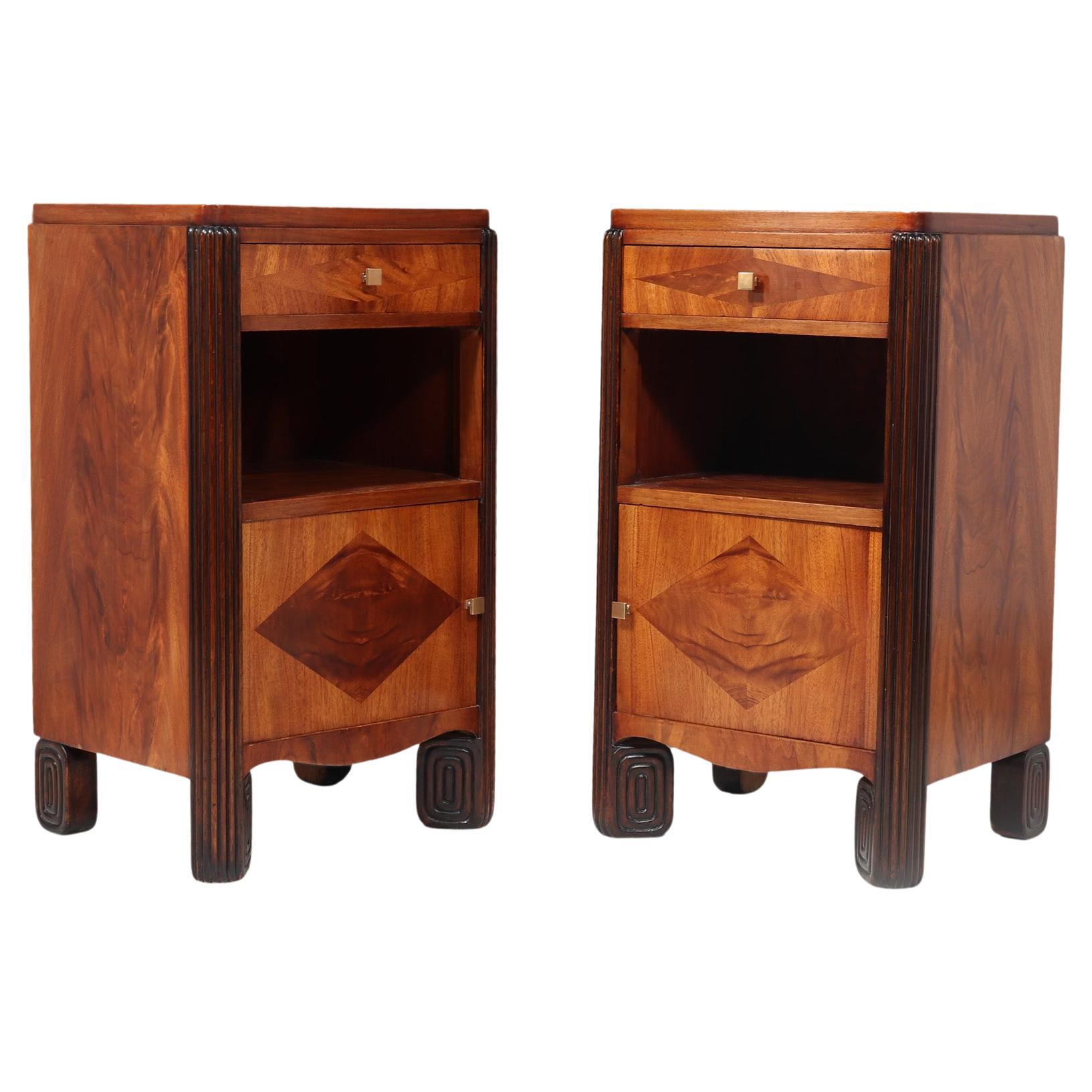 Pair Of French Art Deco bedside Cabinets by Michel Dufet For Sale