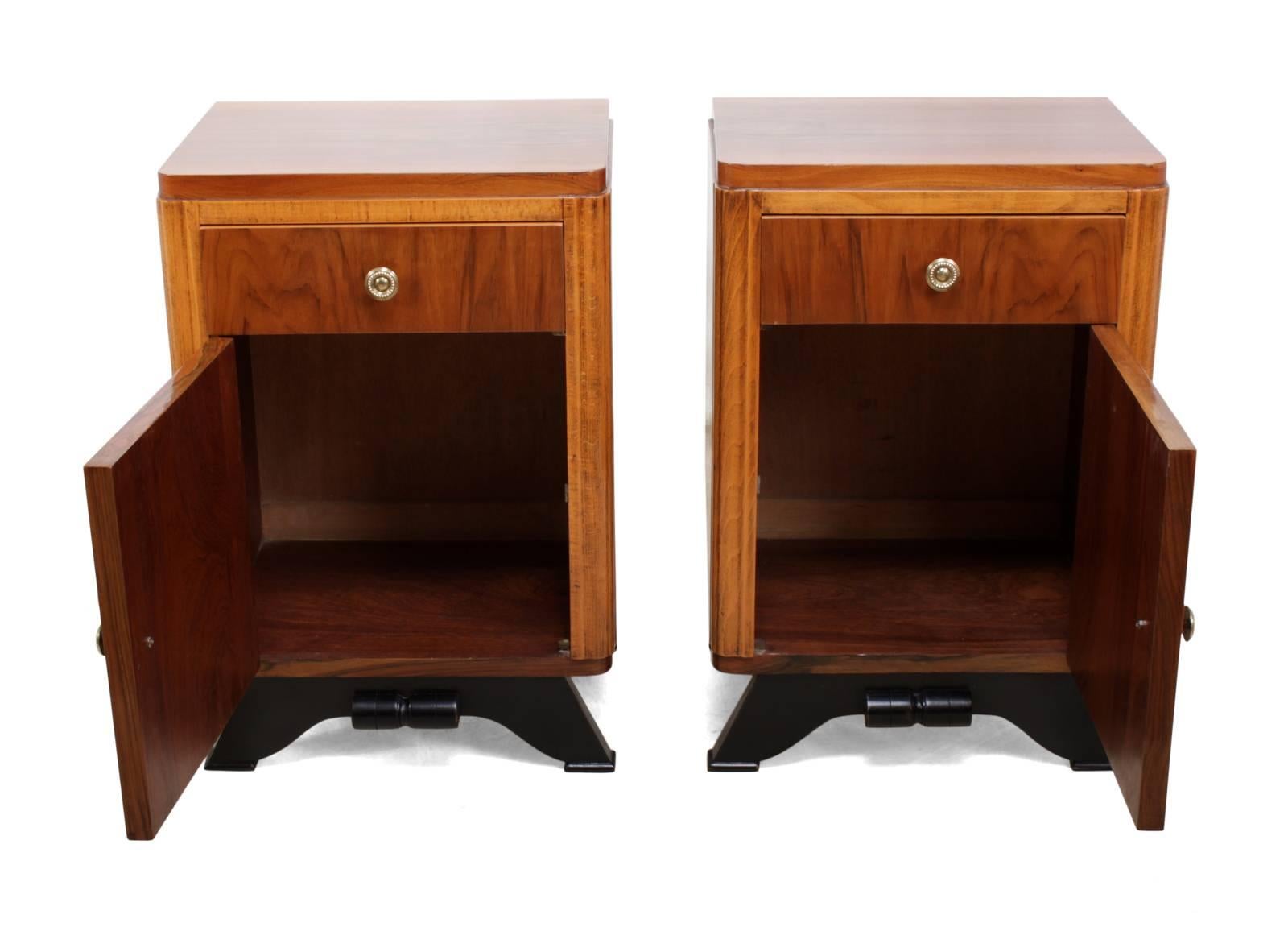 Pair of French Art Deco Bedside Cabinets  In Excellent Condition In Paddock Wood, Kent