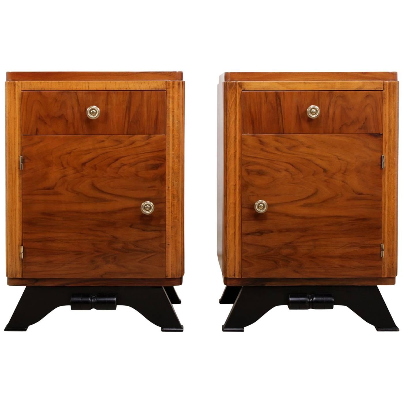 Pair of French Art Deco Bedside Cabinets 