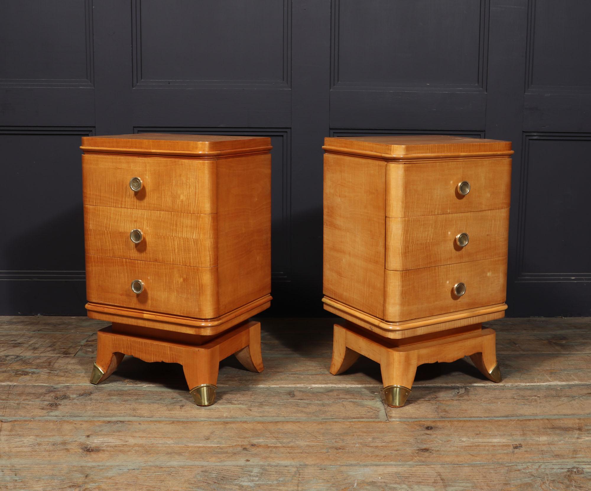 Pair of French Art Deco Bedside Chests in Sycamore For Sale 6