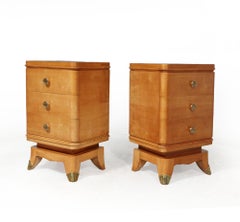 Pair of French Art Deco Bedside Chests in Sycamore