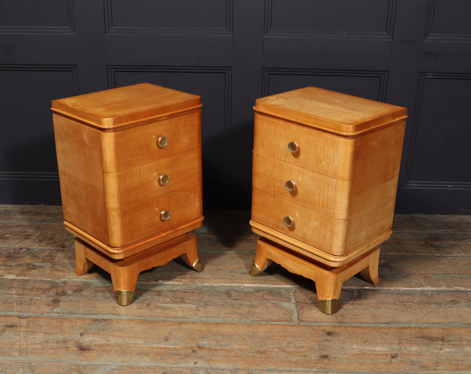 Pair of French Art Deco Bedside Chests in Sycamore For Sale 1