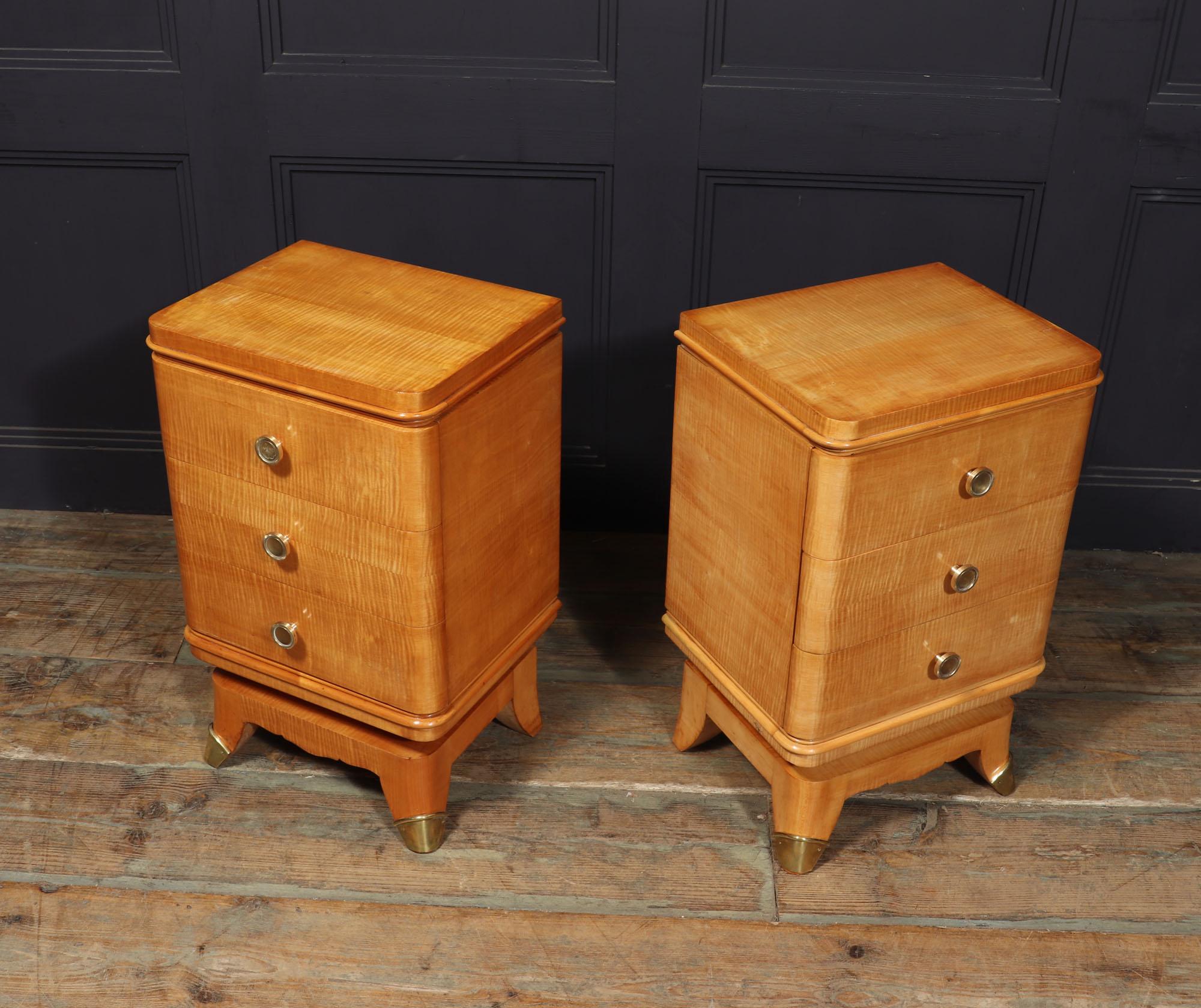 Pair of French Art Deco Bedside Chests in Sycamore For Sale 5