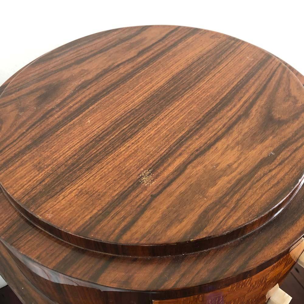 Pair of French Art Deco Bedside Tables Coromandel Wood Laminate Circular Shape 2