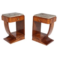 Antique Pair of French Art Deco Bedside Tables