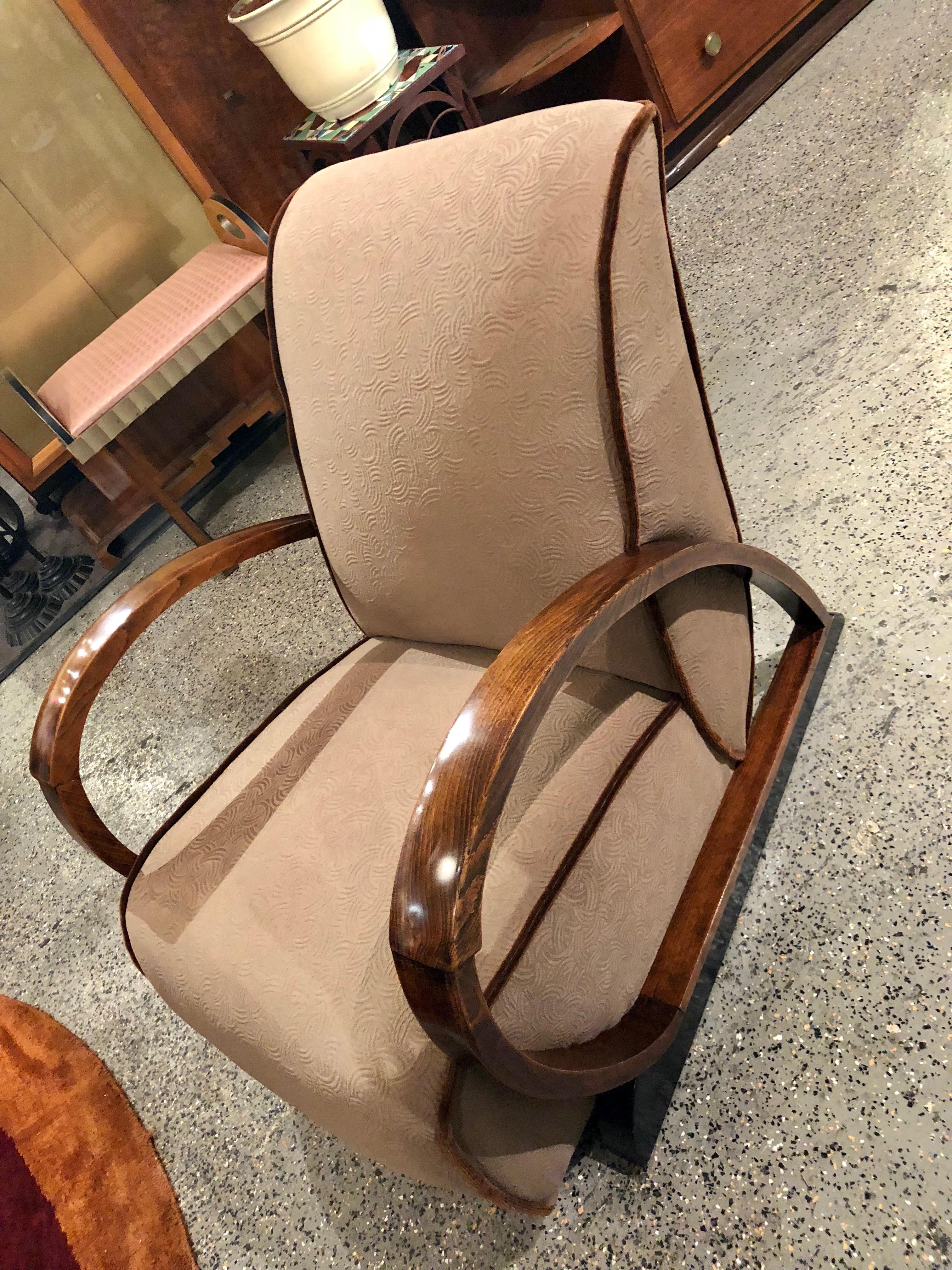 Pair of French Art Deco Bent Wood Custom Upholstered Chairs 7