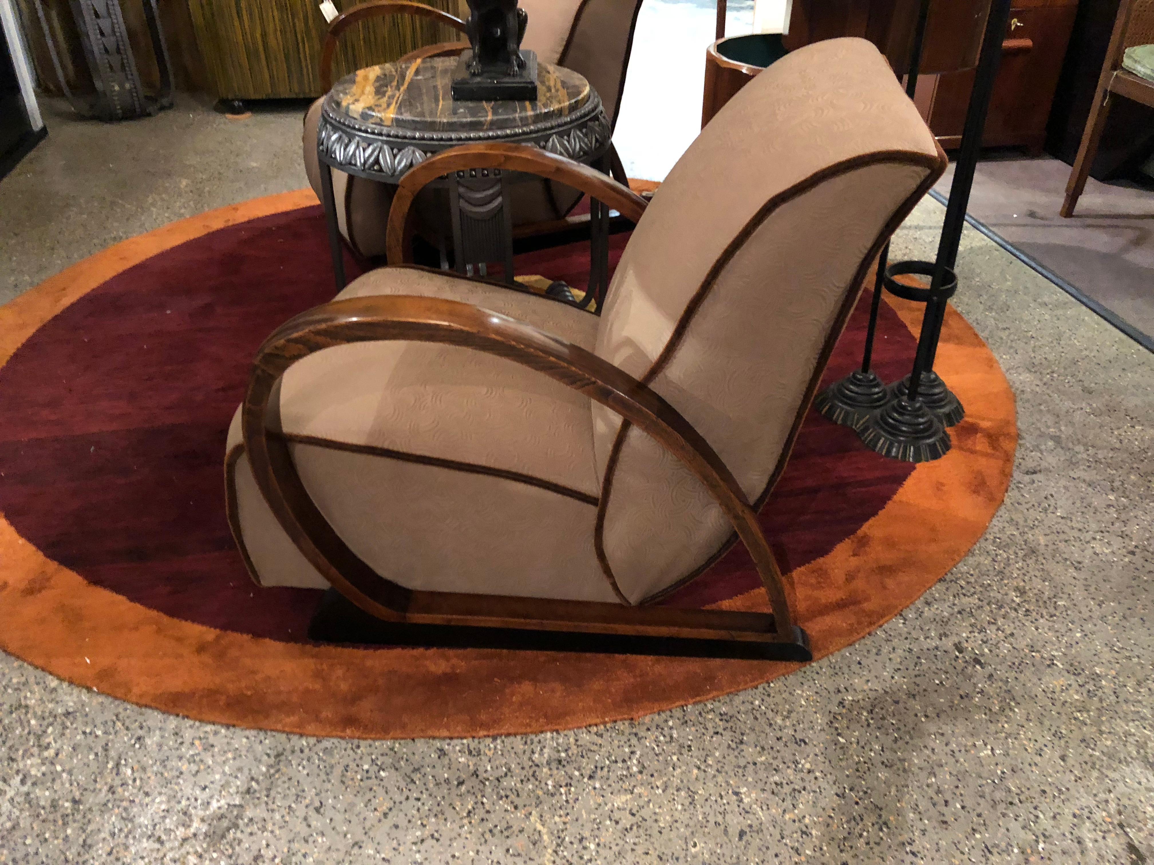 Pair of French Art Deco Bent Wood Custom Upholstered Chairs In Excellent Condition In Oakland, CA