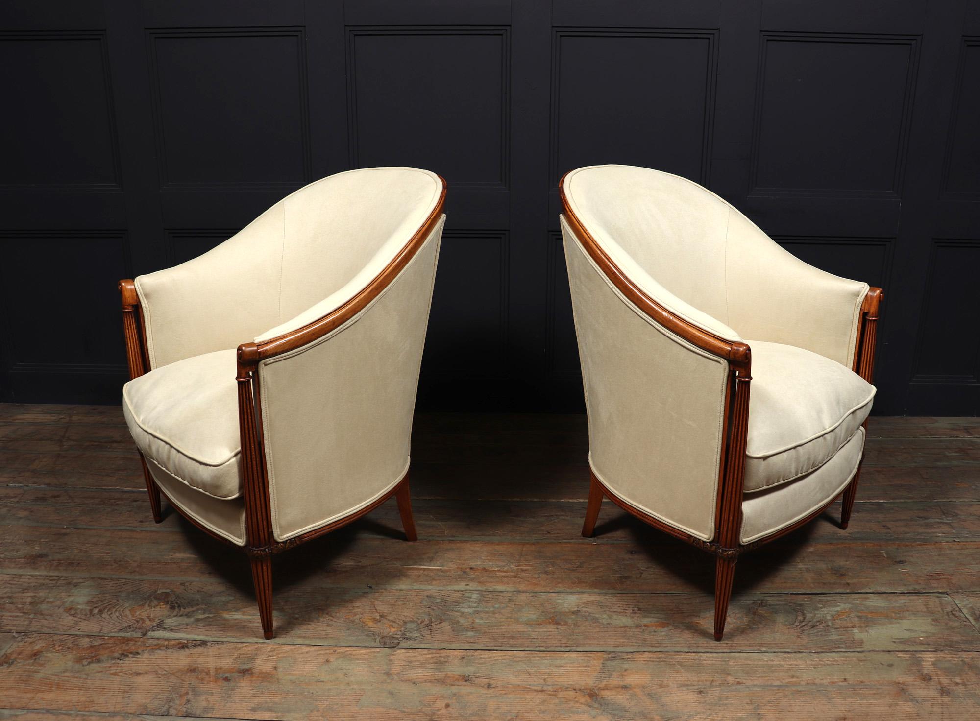 Pair of French Art Deco Bergere Armchairs 7