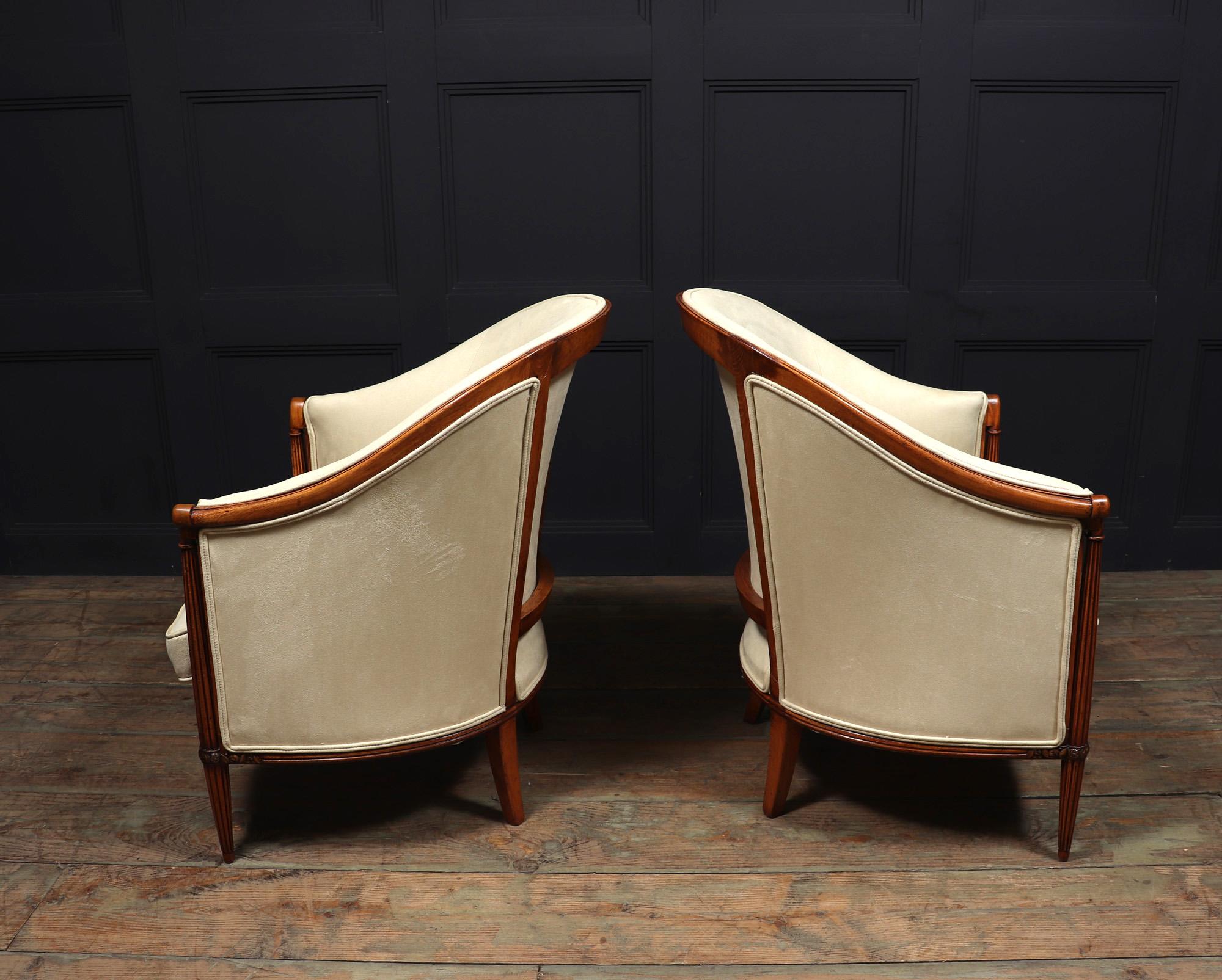 Pair of French Art Deco Bergere Armchairs 8