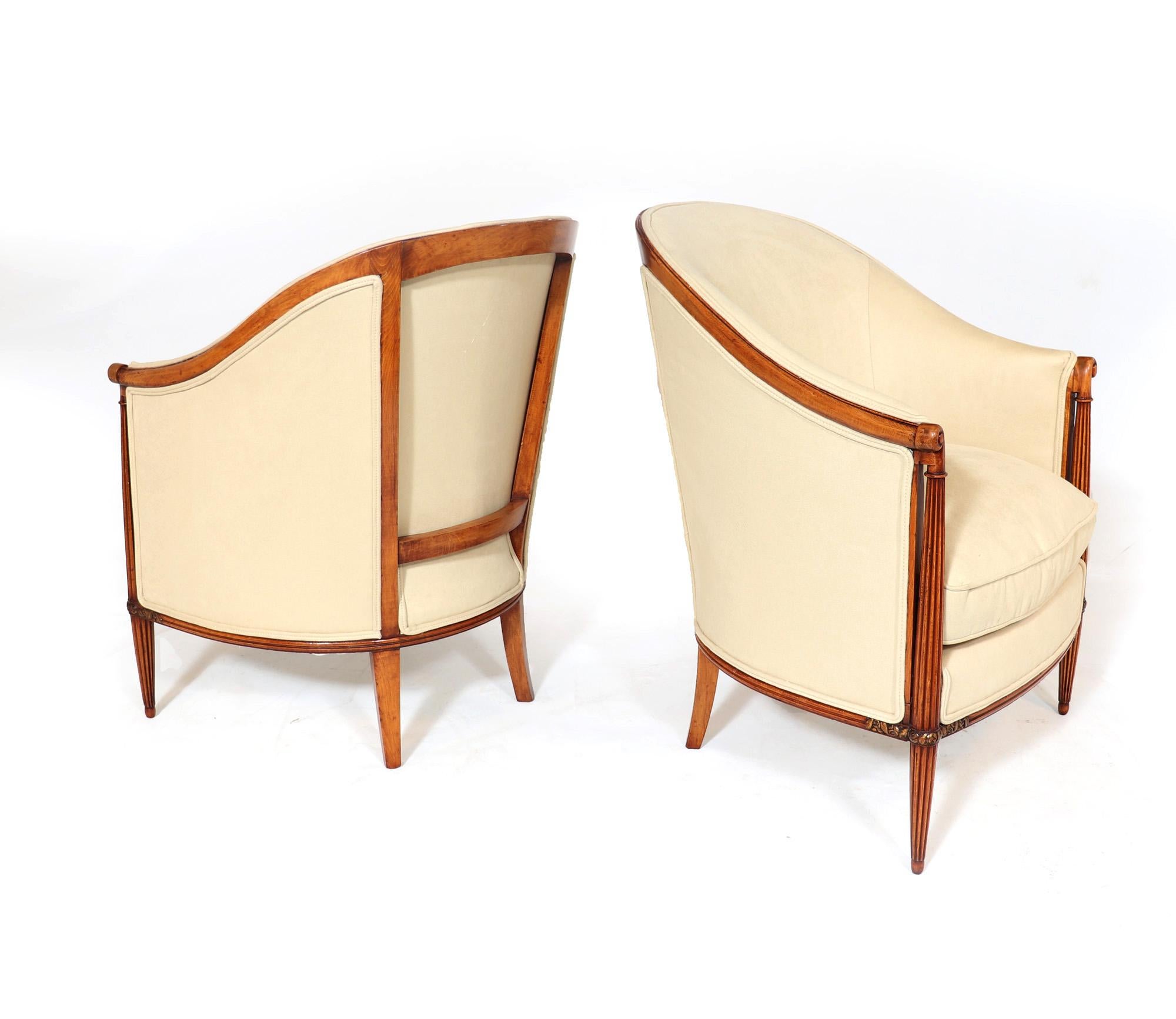 Pair of French Art Deco Bergere Armchairs In Excellent Condition In Paddock Wood Tonbridge, GB