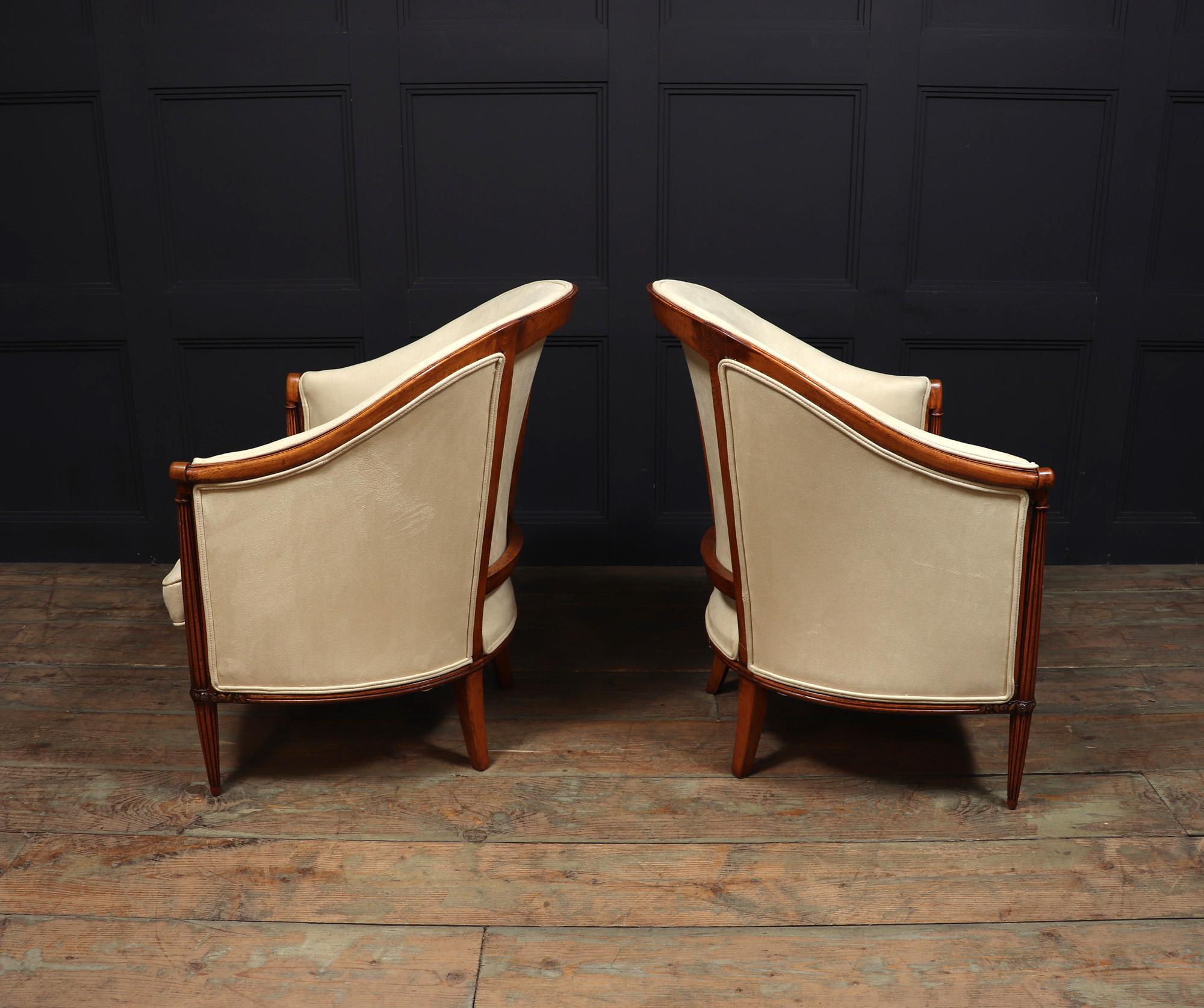 Pair of French Art Deco Bergere Armchairs 1