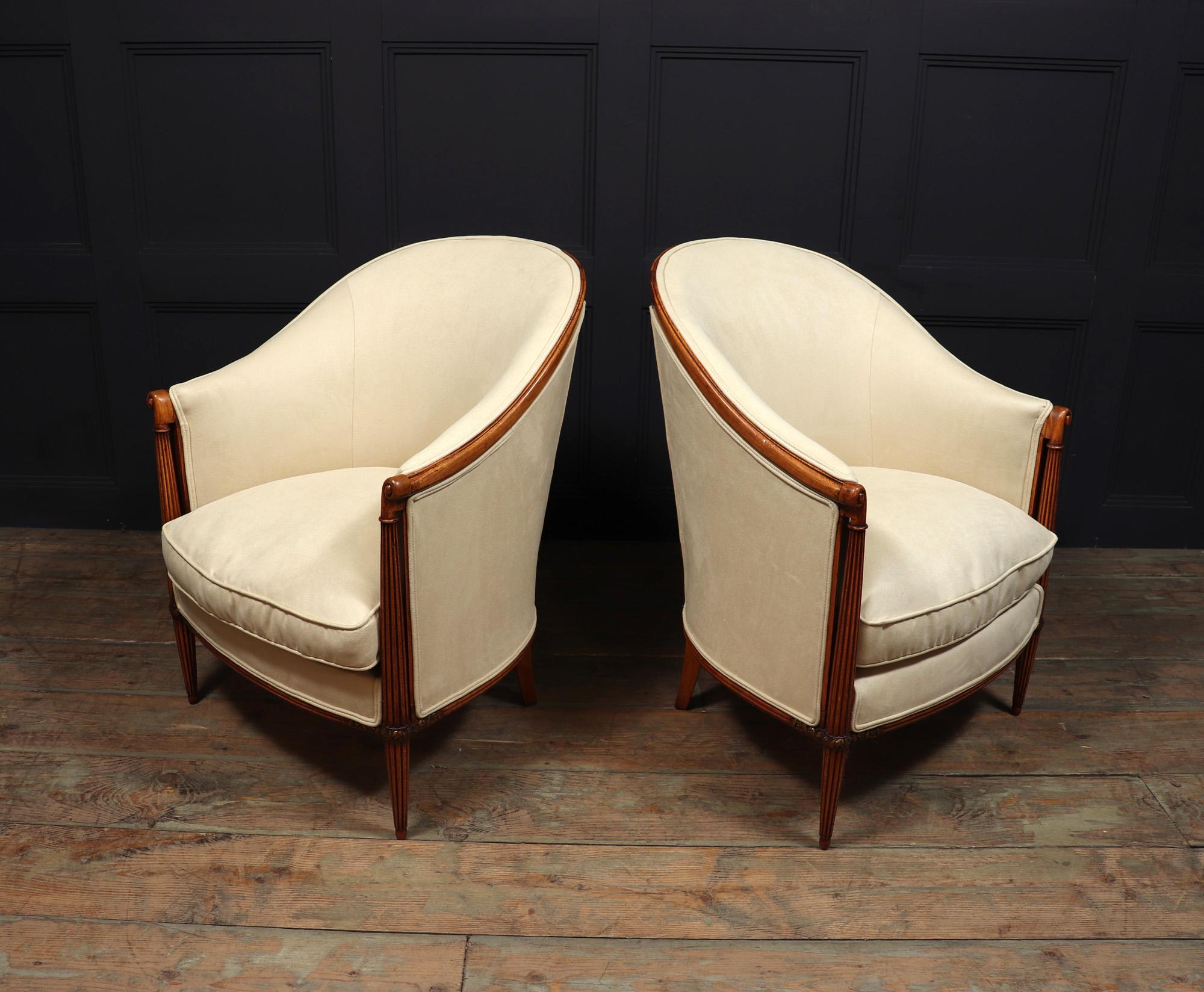 Pair of French Art Deco Bergere Armchairs 2