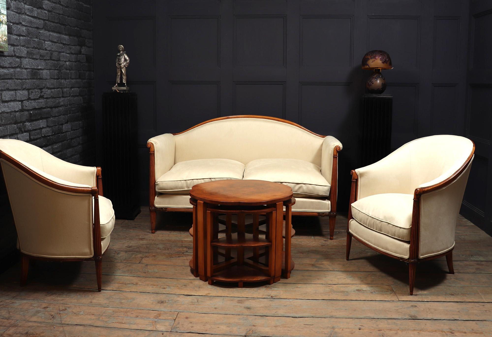 Pair of French Art Deco Bergere Armchairs 3
