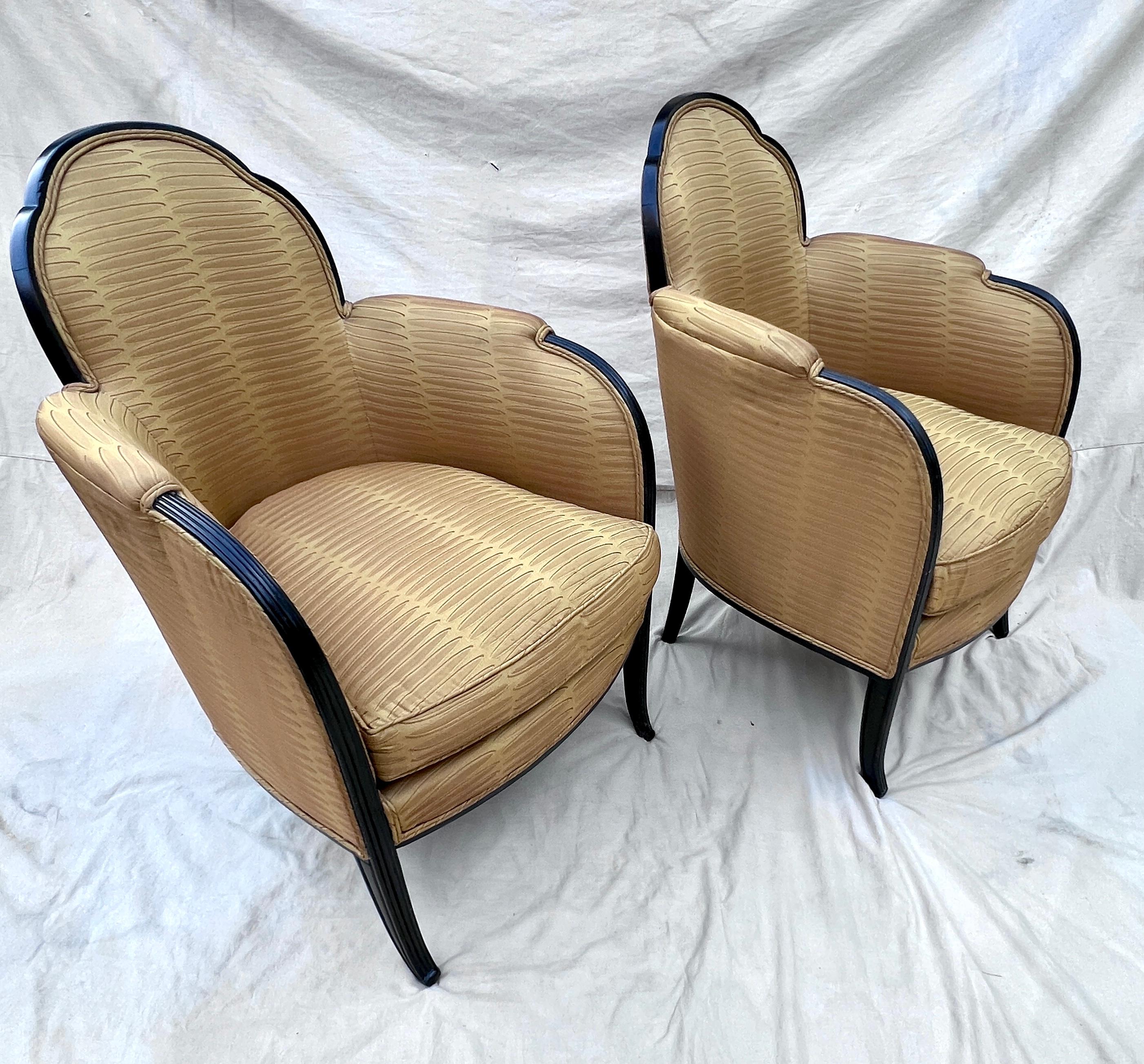 Pair of French Art Deco Bergere Chairs in the Style of Paul Follot For Sale 5