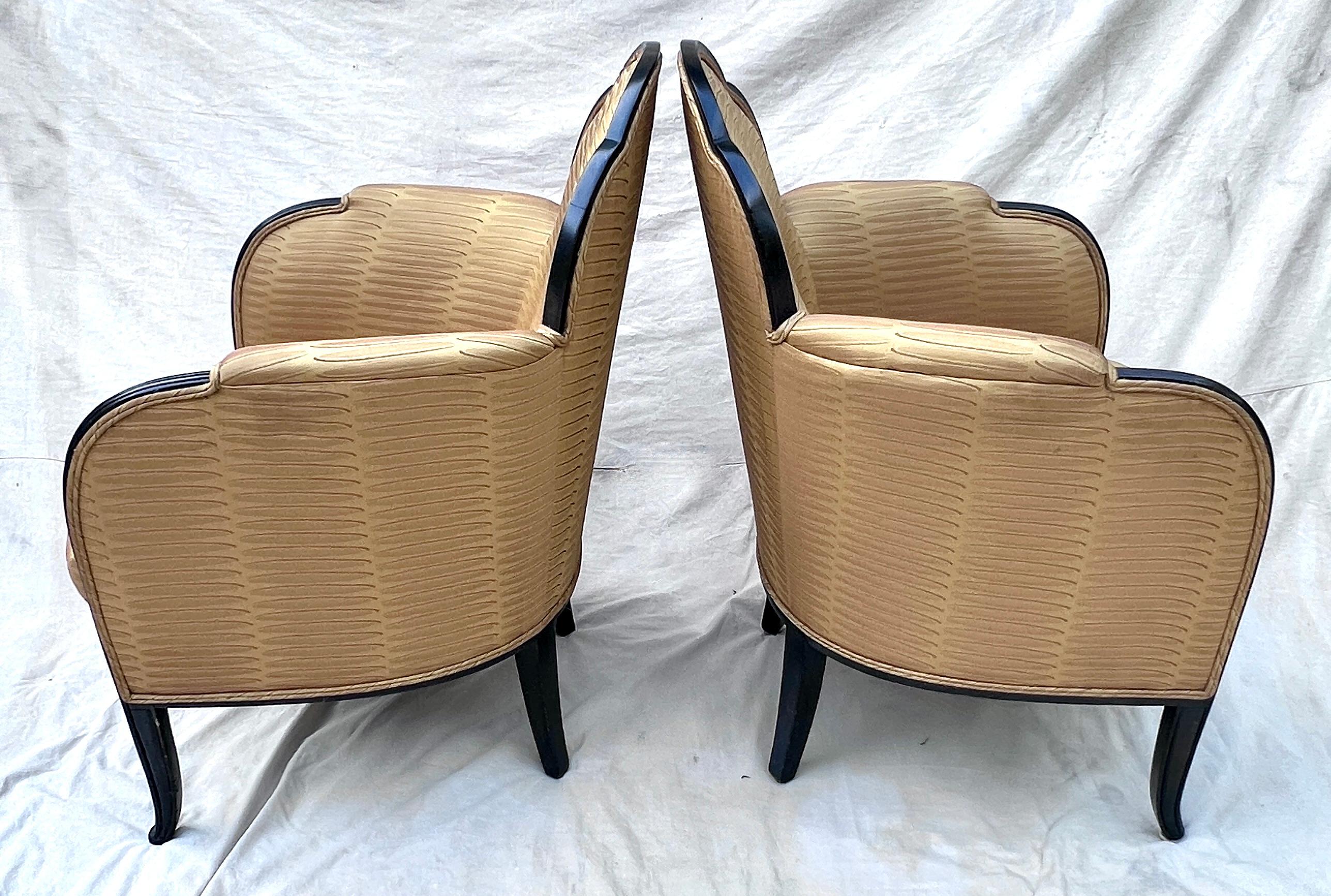 Pair of French Art Deco Bergere Chairs in the Style of Paul Follot For Sale 8