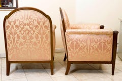 Pair of French Art Déco Bergères by Paul Follot 1925, Sculpted Mahogany
