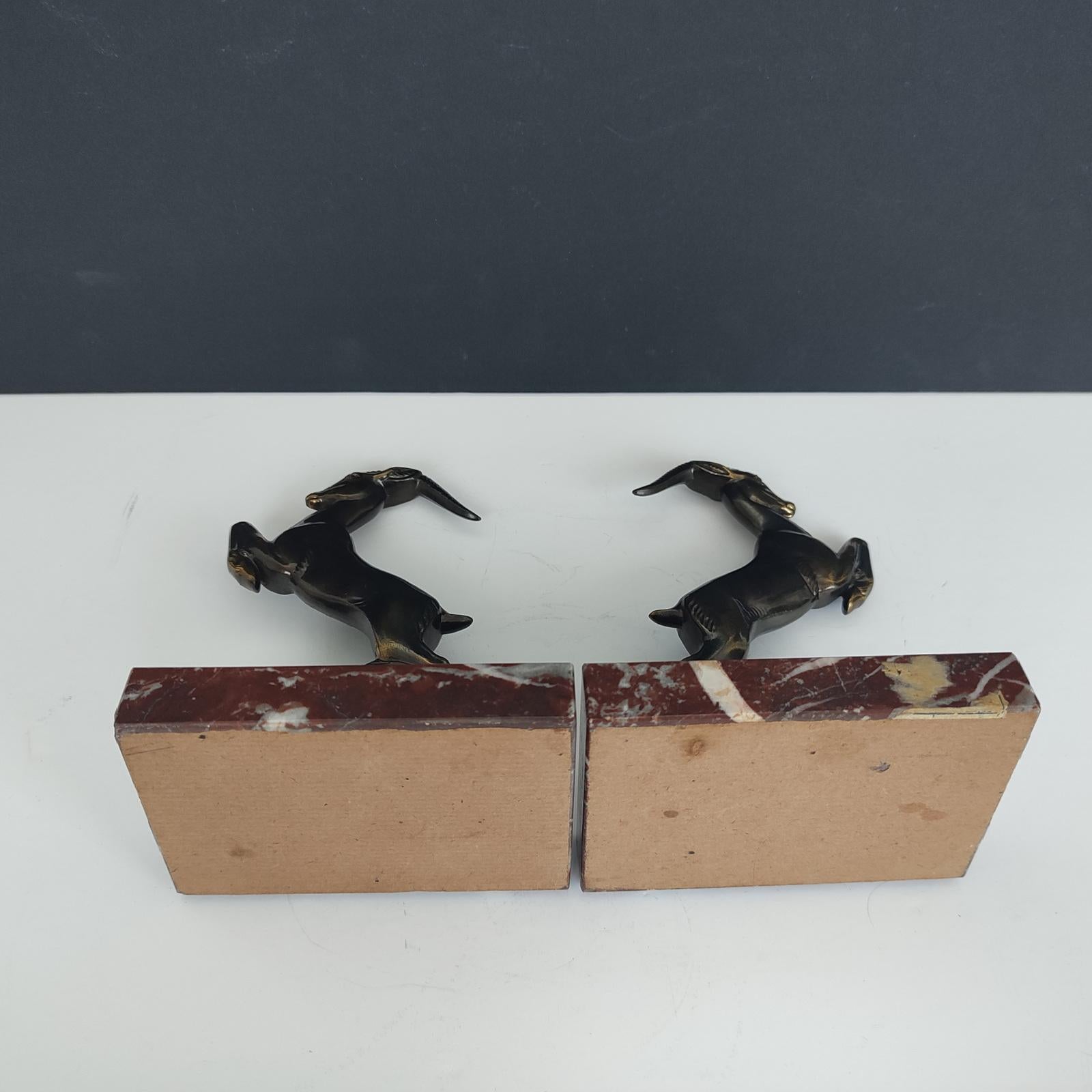 Pair of French Art Deco Bookends, Jumping Antelopes For Sale 2