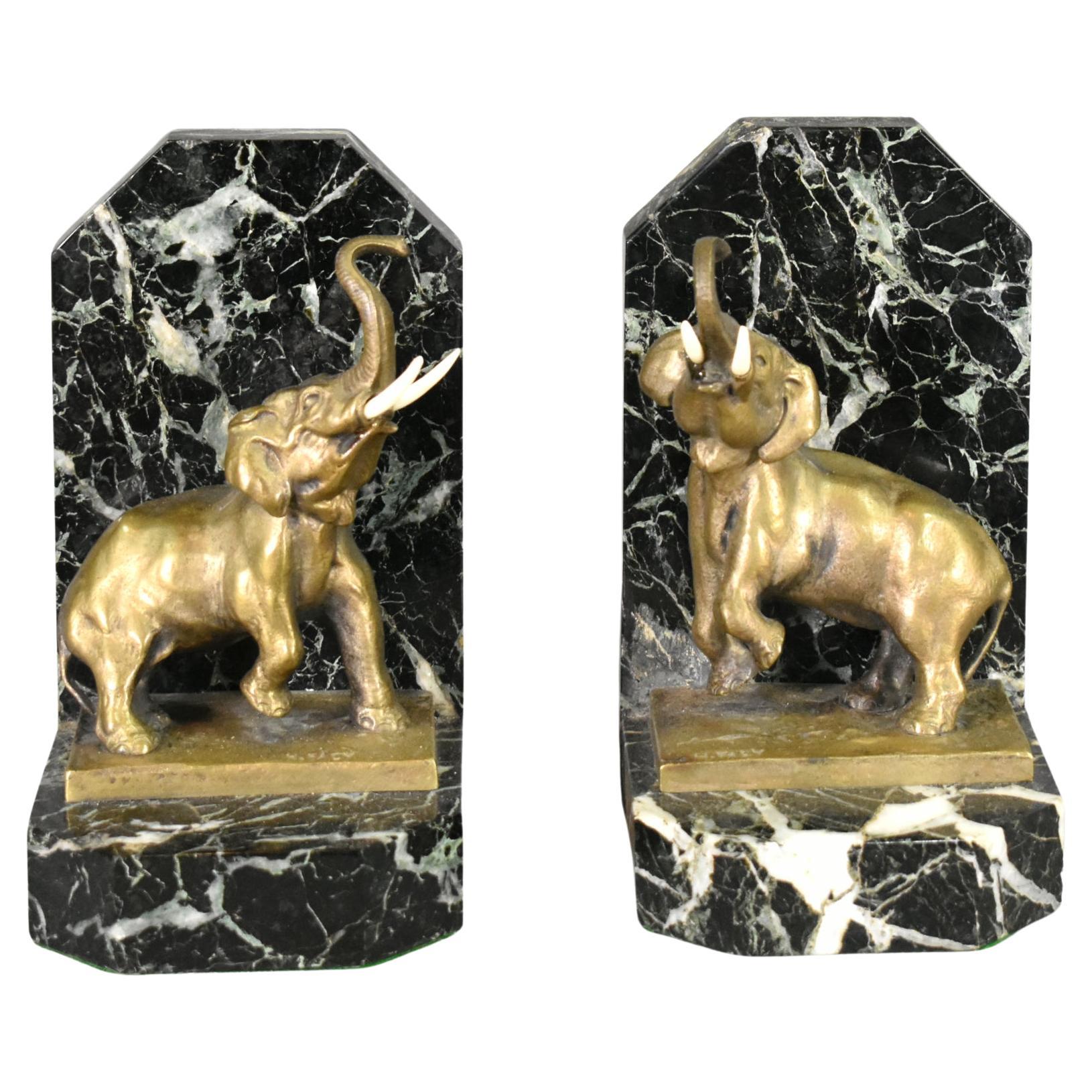 Pair of French Art Deco Bookends signed H Fady in Bronze For Sale