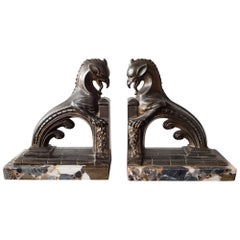 Pair of French Art Deco Bookends with Mythical Animals