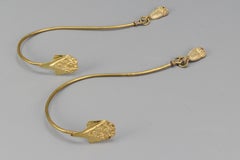 Pair of French Art Deco Bronze and Brass Curtain Tie-Backs or Curtain Holders