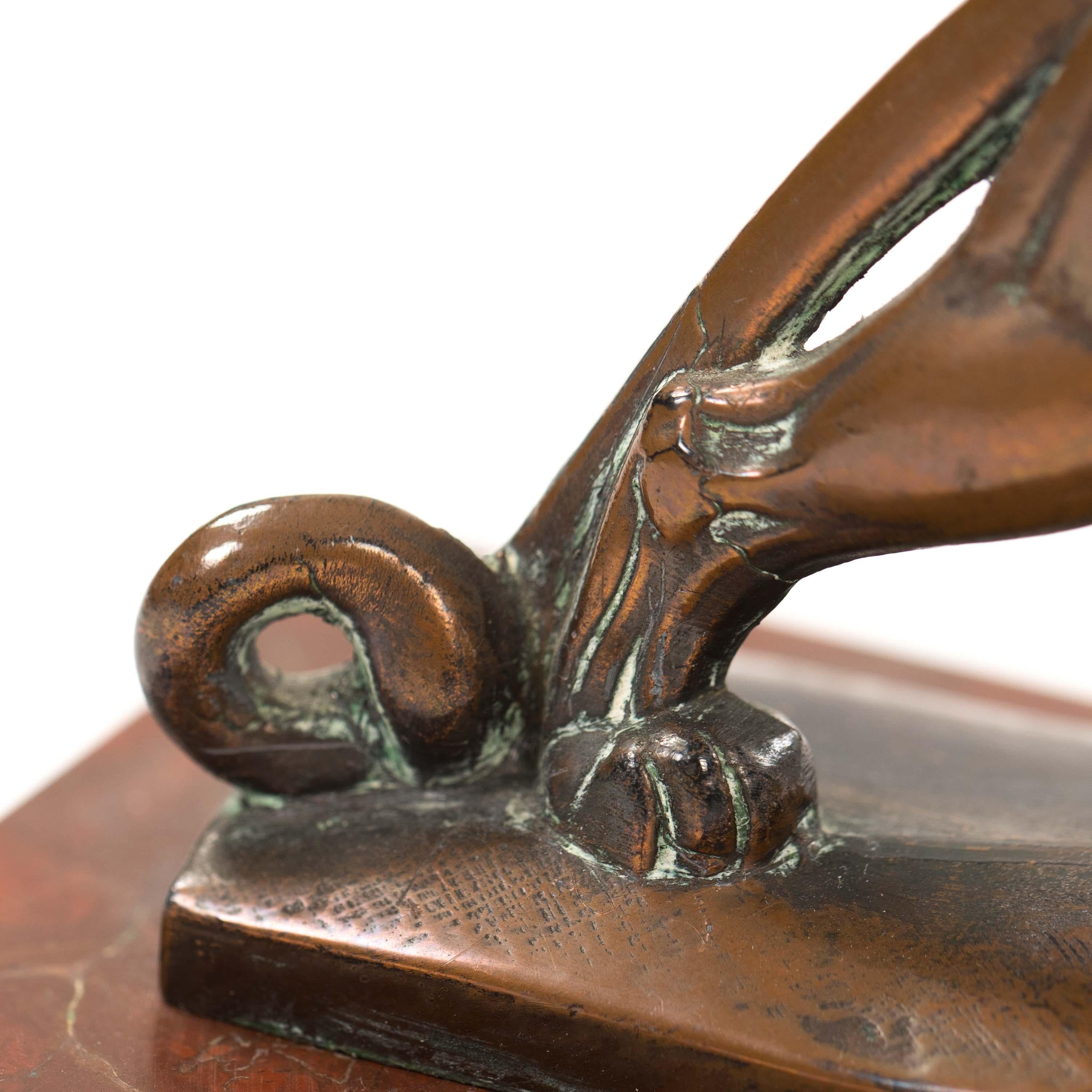 Pair of French Art Déco Bronze Panther Bookends on Marble base, signed Frecourt 6
