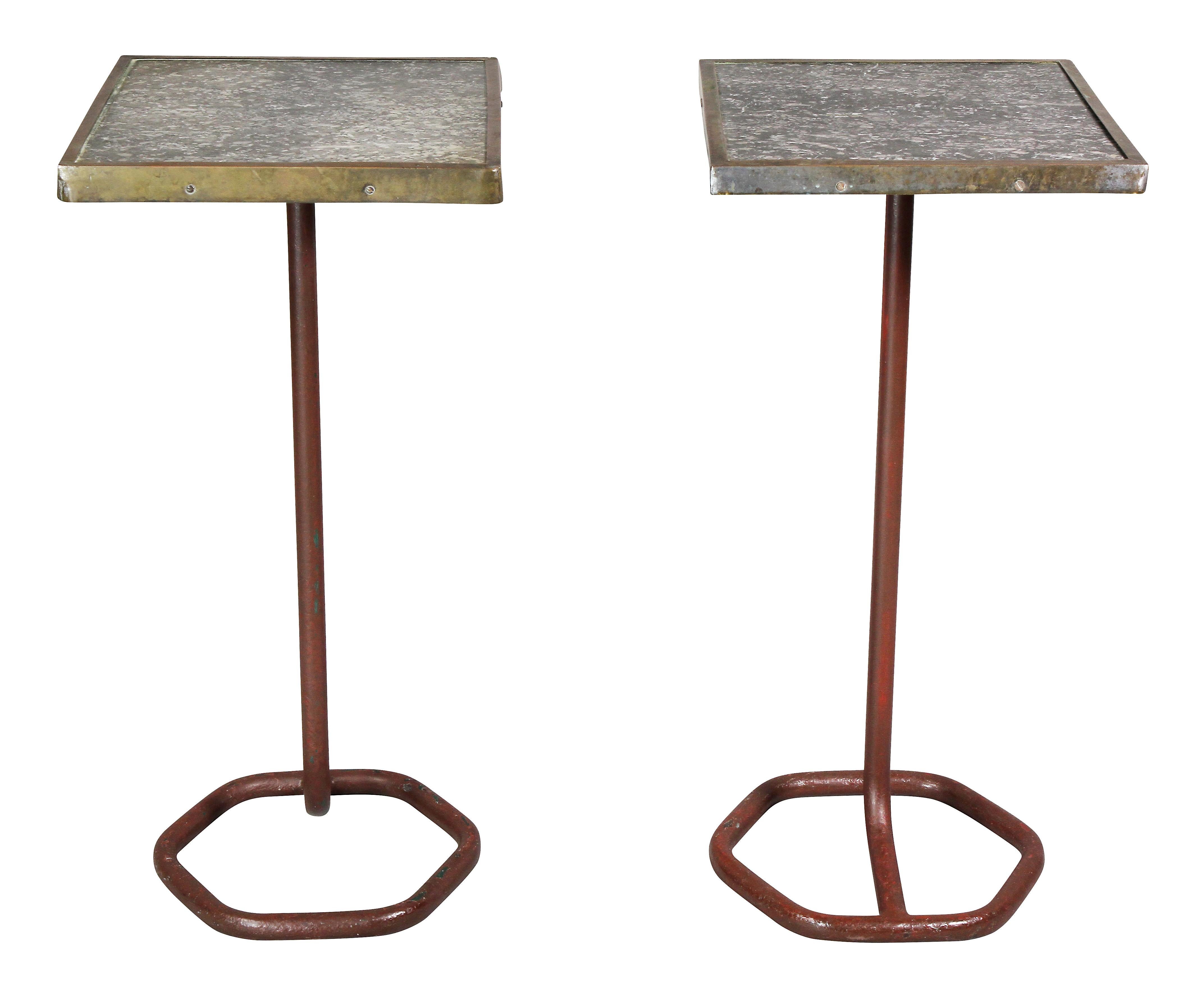 Pair of French Art Deco Cafe Tables by Cre-Rossi In Good Condition In Essex, MA